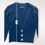 Stella + Lorenzo Black Ribbed Cardigan Sweater with‎ Jewel Buttons Size L Size L Photo 5