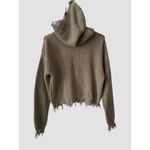 Women’s Knit Hoodie Sweatshirt By Hooked Up Full Zip Green Sz Med Distressed Photo 4