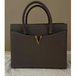 Versace Virtus Grainy Calf Leather Grey Large Top Handle Bag NWT $ 2100 Retail Photo 1