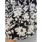 EXPRESS  Women's Blouse Smocked Shoulders Floral Black Pink Medium Short Sleeve Photo 6