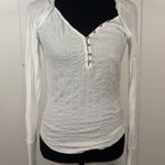 We The Free  Ivory White long sleeve Wild Hearts Henley ribbed knit shirt S Photo 0