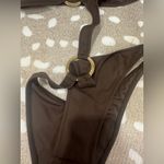 Adoraswim one piece swimsuit brown o ring gold cutout cheeky high leg Photo 4