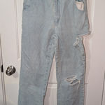 Maniere De Voir  High Rise Distressed Straight Relaxed Jeans W8 Light Wash Photo 0