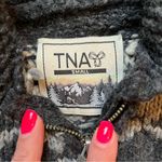 TNA Women's Gray and Cream zip up winter lambswool sweater size XS Photo 2