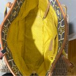 Brighton  Large Tote Buttercup Gray & White 2 Top Leather Straps Charm Canvas Photo 11