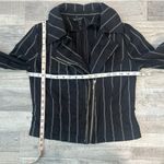 White House | Black Market  Washed Black Stripe Double Zip Moto Jacket B40 Photo 3