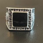 Fox pattern square obsidian S925 silver ring Size 8 Photo 1