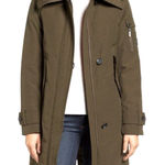 French Connection  Women’s‎ XS Insulated Parka Trench Coat Army Green Hooded Long Photo 0