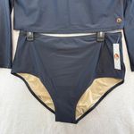 NWT Honey mark. XL Coco Gray Blue Long Sleeve Swim Top Set Bikini Bottoms Suit Black Photo 1
