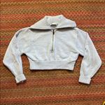 ZARA  100% COTTON BABY BLUE KNIT CROPPED HALF ZIP SWEATER Photo 1