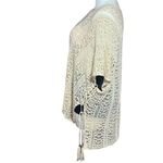 Boutique Womens Lacey Knit Crocheted Pullover Poncho Sweater Coverup Tan OS Photo 6