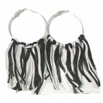 None Boho Fringe Tassel Hoop Statement Earrings‎ Black White Silver Tone Big Festival Photo 0