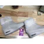 DKNY Wedge Heel Boots Women's 7 M Ivory Suede Faux Fur Back Zip Round Toe Bootie Photo 7