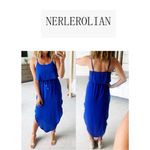 NERLEROLIAN Women's Adjustable Strappy Split Summer Casual Midi Dress Blue S Photo 1