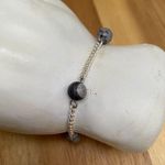 New Handcrafted Tin Cup Black Flash Agate Necklace and Bracelet Jewelry Set Silver Photo 8