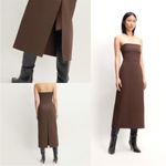 Everlane NWT • the dream strapless dress cool fudge midi organic cotton sz L Photo 5