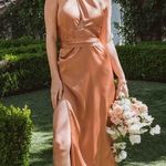 Show Me Your Mumu Adele Halter Maxi Dress in Copper Luxe Satin M Photo 0