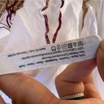 Free People  White Boho Blouse with Maroon Trim and Matching Shorts Size Medium Photo 9