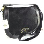 Fossil NEW  Black CALF HAIR LEATHER HANDBAG Western Snap Flap Crossbody Purse Photo 5