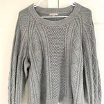 J.Crew Cotton Cable-Knit Crewneck Sweater Women XL Gray Fisherman Preppy Cabin Photo 4