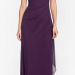 XScape Evenings. Petite "Lana" Long V-neck Beaded Flutter Sleeve Dress. Photo 0