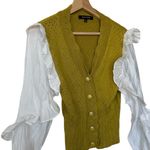 Strut & Bolt  Mustard Yellow Knit Vest with White Ruffle Sleeves Photo 8