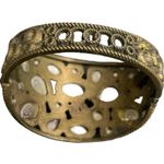 Multicolored Rhinestone Cabochon Hinged Brass Filigree Clamper Bangle Bracelet Gold Photo 7