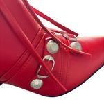 NIB Azalea‎ Wang Maeve Stiletto Boots Sz 9 Bright Red Fringe Maximalism Studded Photo 1