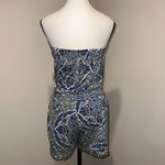 Soma Strapless Shorts Romper Plaza Paisley Indigo Optional Straps Size S Blue Photo 4