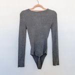 Missguided NWT  Ribbed Long Sleeve Scoop Neck Thong‎ Bodysuit Gray Size 8 Photo 6