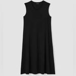 Eileen Fisher Stretch Jersey Knit V-Neck Tank Midi Dress Medium Black Photo 4