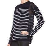 T Alexander Wang Side Sheer Panels Striped Lightweight Long Sleeve Sweater Blue Size M Photo 4