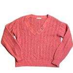 Marine layer Evelyn Pullover Pink Mineral Red Pointelle Knit Alpaca Small Photo 1