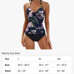 B2prity Halter Tankini Swimsuit for Women Tummy Control Floral Black Purple L Size L Photo 6