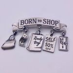 Vintage JJ “Born to Shop” Pewter Brooch New on Card Silver Photo 2
