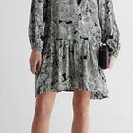 EXPRESS  Floral Ruffle Hem Oversized Shirt Dress Size Medium Photo 0