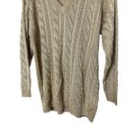 Liz Claiborne Vintage Cable Knit Shimmery Gold V Neck sweater M Photo 2