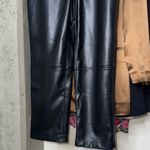 Ted Baker London Black Plaider Faux Leather Panel Crop Ankle-Length Trousers Photo 6