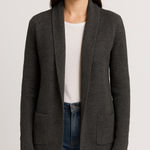 Michael Kors Gray Wool Cardigan Womens Crochet Chunky Granola Girl Soft Prep XS Photo 0