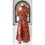 ALC Frank A.L.C. Lucia Floral V Neck Smocked Waist A-Line Midi Dress, Size 2 New w/Tag Photo 5