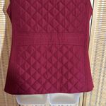 J.Jill Burgundy Red Zip Front Heavy Quilted Puffer Vest Button Pockets Medium Photo 11