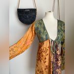 Claudette Floral Patchwork Silk Tie Cardigan, Size Small Orange Photo 1