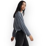 Madewell  Relaxed Tulip-Back Top Women's XS Blue Gray Long Sleeve Open Back NWT Photo 9