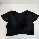 Torrid  0 US L Wireless Flutter Sleeve Bikini Top Swimsuit Swim Black Tie Front Photo 3