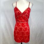 Super down Kenzie red lace mini dress size medium Photo 6
