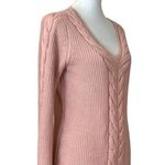 Westport Dressbarn V-neck Cable Knit Sweater Pink Shimmer Women’s Size M Photo 1