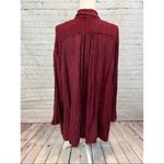 Free People  Shirt Dress Long Sleeve Rayon Crinkle Burgundy-Small Photo 1