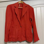 Free People Linen Blend Single Button Blazer Textured Orange Xtra Small Pockets Photo 0
