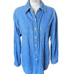 EXPRESS Vintage 90s Chambray Denim Button Down Women's Shirt Size Large Photo 0