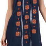 THML  Anthropologie Navy Embroidered Boho Shift Dress Size Small Photo 0